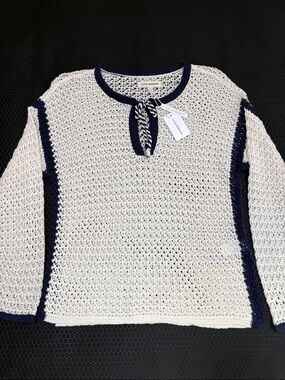 Lucky Brand Lace-Knit All Over Top - brand new - cotton blend- BOHO